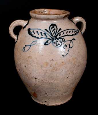 Extremely Rare and Important Early Manhattan Stoneware Presentation Jar, 18th century