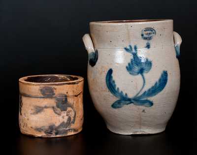 Lot of Two: W. SMITH / GREENWICH / NEW YORK Decorated Stoneware Jars