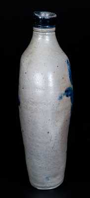Rare Stoneware Flask w/ Cobalt Tulip Decoration, attrib. David Parr, Sr., Baltimore, MD, c1825