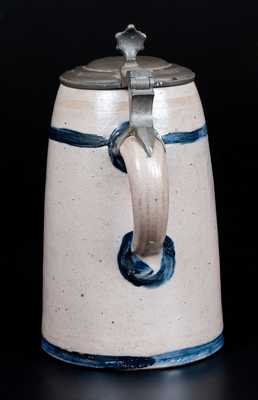 Exceptional Large-Sized Baltimore Stoneware Mug w/ Profuse Cobalt Clover Decoration