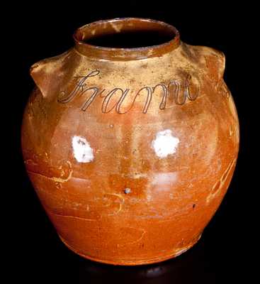 Exceptional Thomas Vickers, Chester County, PA, Redware Jar Inscribed 