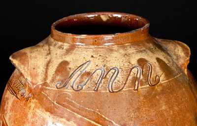 Exceptional Thomas Vickers, Chester County, PA, Redware Jar Inscribed 