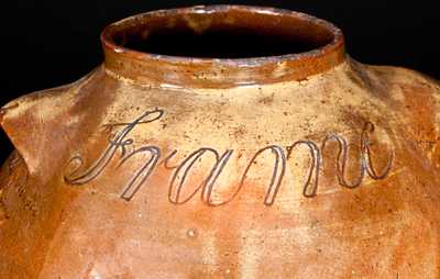 Exceptional Thomas Vickers, Chester County, PA, Redware Jar Inscribed 