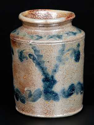 Rare One-Quart Stoneware Jar with Profuse Brushed Decoration att. Branch Green, Philadelphia, PA, circa 1820