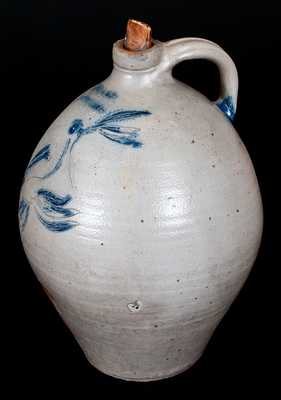 Very Rare N. CLARK / ATHENS Stoneware Jug Cooler with Incised Bird Decoration