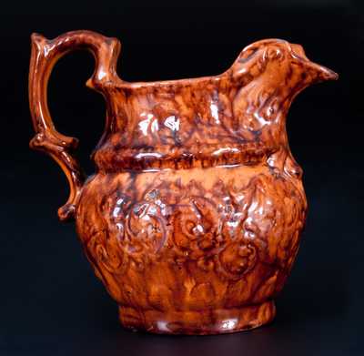 Very Rare Diminutive JOHN BELL / WAYNESBORO Molded Redware Pitcher