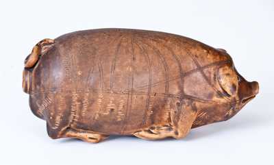 Rare and Fine Anna Pottery Stoneware Pig Flask, Wallace and Cornwall Kirkpatrick, Anna, IL, c1880