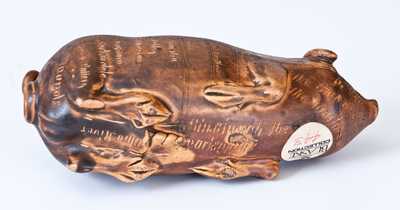 Rare and Fine Anna Pottery Stoneware Pig Flask, Wallace and Cornwall Kirkpatrick, Anna, IL, c1880