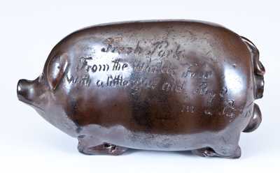 Anna Pottery Stoneware 1893 "World's Fair" Pig Flask, Anna, Illinois