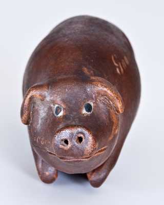 Early Anna Pottery Pig Bottle, Wallace and Cornwall Kirkpatrick, Anna, IL, circa 1870