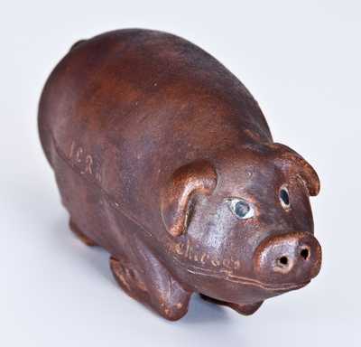 Early Anna Pottery Pig Bottle, Wallace and Cornwall Kirkpatrick, Anna, IL, circa 1870