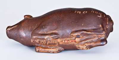 Early Anna Pottery Pig Bottle, Wallace and Cornwall Kirkpatrick, Anna, IL, circa 1870