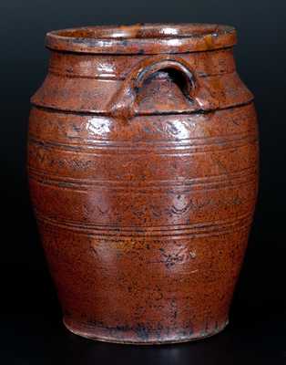 Rare Glazed Southern Redware Jar, attributed to the Henkel-Spigle Pottery, Botetourt County, VA, c1830-50