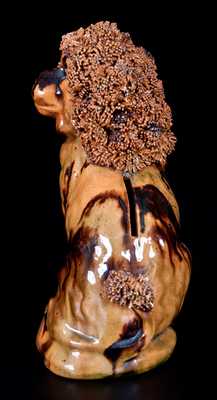 Glazed Redware Spaniel Bank with Applied Coleslaw Fur, attrib. George Wagner, Carbon County, PA, c1860