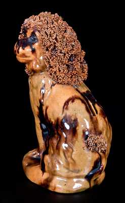 Glazed Redware Spaniel Bank with Applied Coleslaw Fur, attrib. George Wagner, Carbon County, PA, c1860