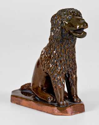 Unusual Copper-Glazed Pennsylvania Redware Figure of a Dog