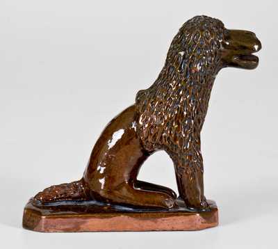 Unusual Copper-Glazed Pennsylvania Redware Figure of a Dog