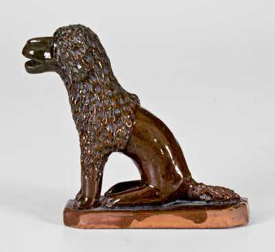 Unusual Copper-Glazed Pennsylvania Redware Figure of a Dog