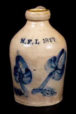 Rare Miniature "M.F.L 1877" Stoneware Presentation Jug, New York State