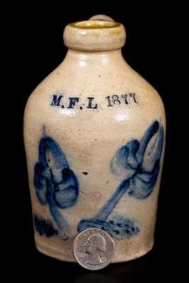 Rare Miniature "M.F.L 1877" Stoneware Presentation Jug, New York State