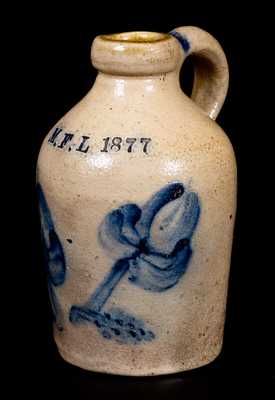 Rare Miniature "M.F.L 1877" Stoneware Presentation Jug, New York State