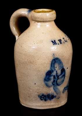Rare Miniature "M.F.L 1877" Stoneware Presentation Jug, New York State