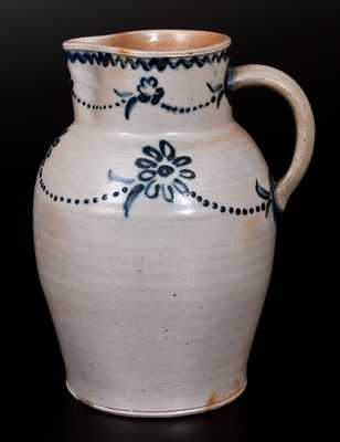 Rare Baltimore Stoneware Pitcher with Cobalt Daisy Decoration, attrib. Morgan / Amoss, c1820-25