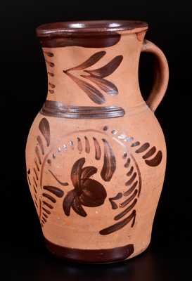 Large-Sized Western PA Tanware Pitcher, c1880