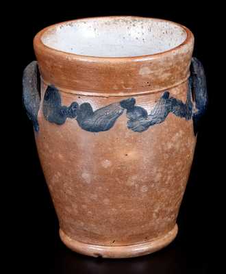 Unusual Miniature Stoneware Jar with Cobalt Decoration