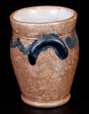 Unusual Miniature Stoneware Jar with Cobalt Decoration