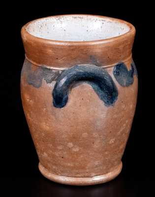 Unusual Miniature Stoneware Jar with Cobalt Decoration