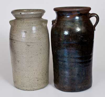 Lot of Two: J. O. BROWN (Atlanta, GA) Stoneware Churn and North Carolina Stoneware Churn