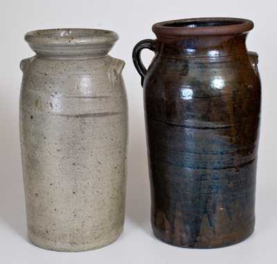 Lot of Two: J. O. BROWN (Atlanta, GA) Stoneware Churn and North Carolina Stoneware Churn