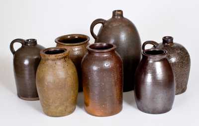Lot of Nine: Utilitarian Stoneware Jars and Jugs