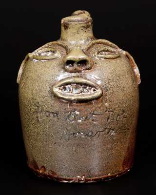 Extremely Rare Brown Family, Atlanta, GA Stoneware Face Jug Inscribed 