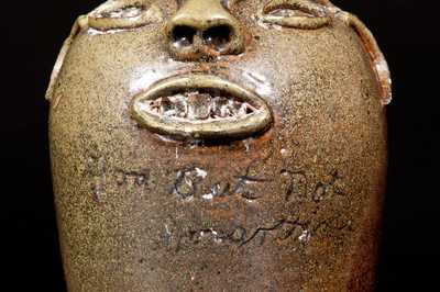 Extremely Rare Brown Family, Atlanta, GA Stoneware Face Jug Inscribed 