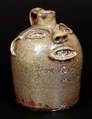 Extremely Rare Brown Family, Atlanta, GA Stoneware Face Jug Inscribed 
