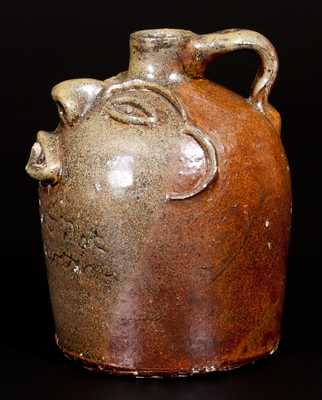 Extremely Rare Brown Family, Atlanta, GA Stoneware Face Jug Inscribed 