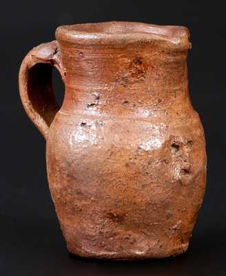 Miniature Stoneware Pitcher with Hand-Modeled Face Under Spout, probably Virginia