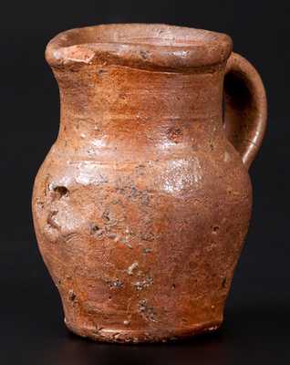 Miniature Stoneware Pitcher with Hand-Modeled Face Under Spout, probably Virginia