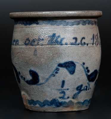 Attrib. A. Conrad, Greensboro, PA Stoneware Jar Inscribed 