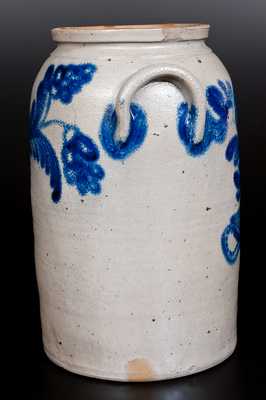 Rare Three-Gallon Baltimore Stoneware Jar w/ Elaborate Cobalt Flowering Urn Decoration, circa 1840
