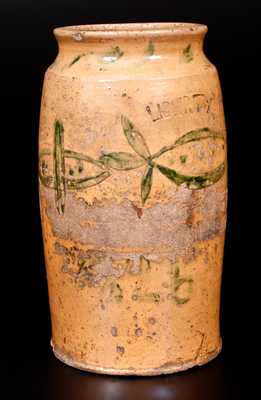 Extremely Rare Redware LIBERTY Jar with Incised Decoration, Dated 1826