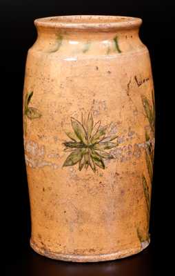 Extremely Rare Redware LIBERTY Jar with Incised Decoration, Dated 1826