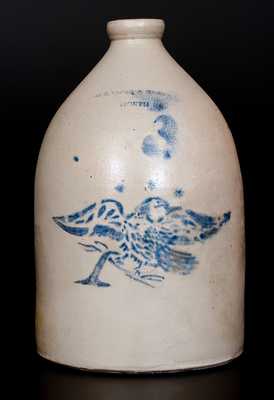 Very Rare WEBSTER & BERGEN / NORTH BAY Stoneware Jug w/ Stenciled Cobalt Eagle