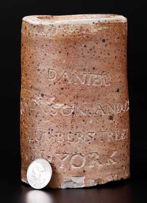 Very Rare Small Thomas Commeraw Oyster Jar, DANIEL / JOHNSON ... LUMBER STREET / N. YORK