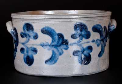 Two-Gallon attrib. Henry H. Remmey, Philadelphia, PA Stoneware Cake Crock w/ Elaborate Floral Design