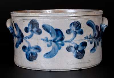 Two-Gallon attrib. Henry H. Remmey, Philadelphia, PA Stoneware Cake Crock w/ Elaborate Floral Design