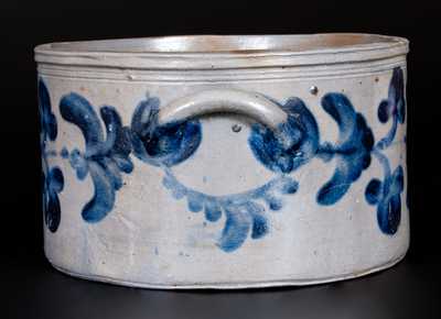 Two-Gallon attrib. Henry H. Remmey, Philadelphia, PA Stoneware Cake Crock w/ Elaborate Floral Design