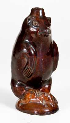 Moravian Redware Bear Bottle, attrib. Rudolph Christ, Salem, NC, c1810-30